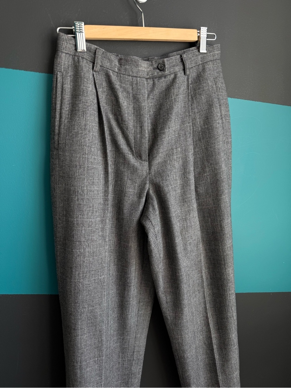 Evan Picone Gray Pleated High-Waist Tailored Trousers Wool blend size 8 Preppy - Picture 6 of 12